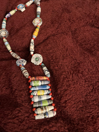Handmade necklace made of magazines MTS