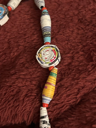 Handmade necklace made of magazines MTS