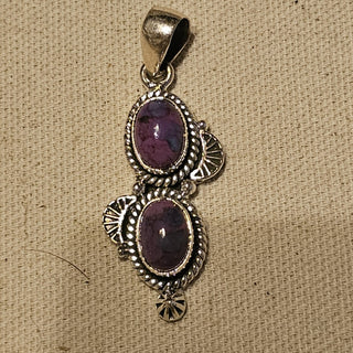 Sterling 2 stone purple mohave pendant