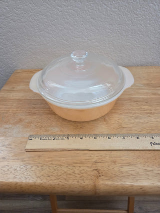 Fire King Peach Lustreware 1 Qt. Casserole w/Lid 1950s, RCD|100809