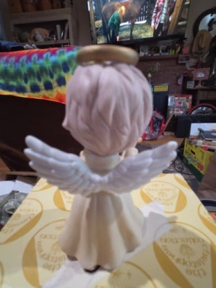 Lefton 1986 The Christopher Collection Angel Figurine Playing Flute  3.5” Tall Taiwan
