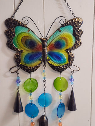 Stained glass butterfly chime r c d