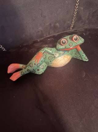 Hand Painted Carved wood Frog #62 VV MTS|122825