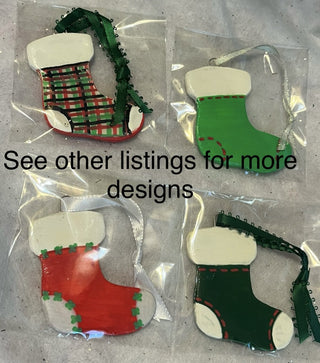 Handcrafted Clay Lg Plaid Stocking Ornament | Gift Tag|129793