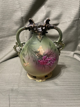 hand painted green, elegant vase rsv