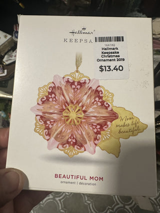 Hallmark Keepsake Christmas Ornament 2019 Glass and Metal Beautiful Mom Flower #62 VV MTS|133606