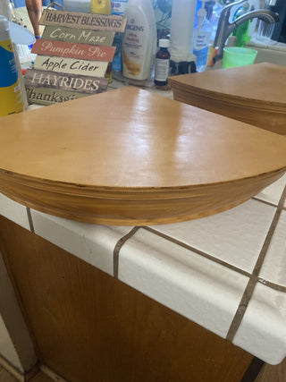 Vintage wood corner floating shelf