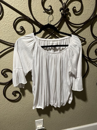 Women's White Peasant Style Blouse, Size XL RCD|119418
