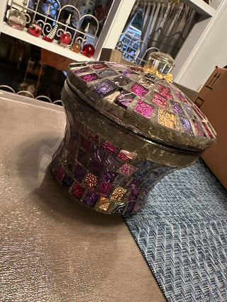 Colored Glass Mosaic jar lid|45609