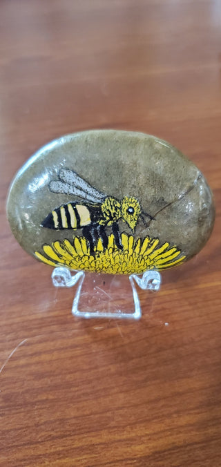 Painted rock #233 Bumble bee w/stand|56987