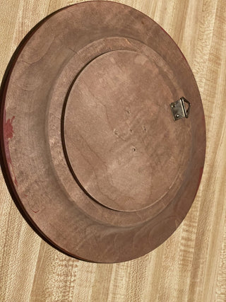 9" Round Vtg Hand Painted Folk Art Wood--SP RCD