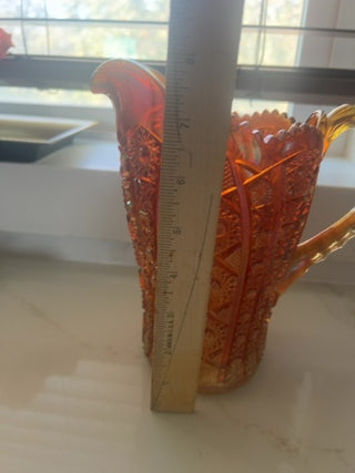 vintage Imperial Glass pitcher in the Marigold carnival glass