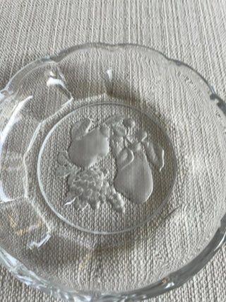 VAL ST. LAMBERT BRUSSELS Vintage Glass Candy Dish Bowl VSL Embossed Fruit Estate