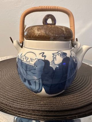 Oriental Teapot Pottery Figures in Blue MTS