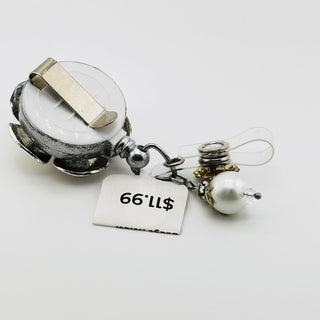 Silver Bling Retractable Badge Holder Belt Clip|76233