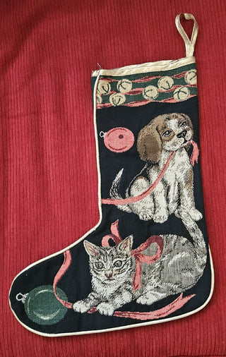 Vintage Puppy & Kitten Christmas Stocking, RSV|120972