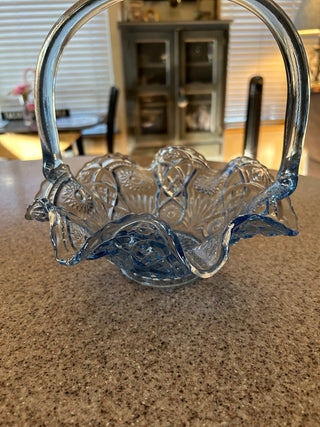 VTG blue glass basket