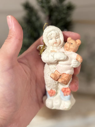 Ceramic Snow Angel Figures Christmas Ornaments 4" Golden Wing_RSVs|137500