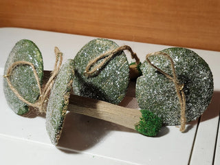 Wood woodland sparkly mushrooms 4 in RCD