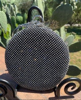 Ebony Rhinestone Round Clutch RCD|73184