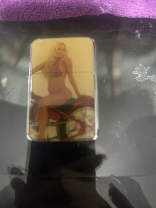 girl in bathing suit on motorcycle lighter rsv