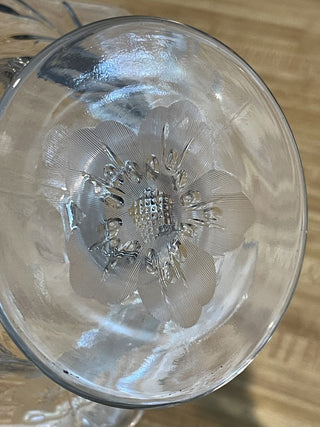 7"x4"  Vtg Glass Pedestal Dish w/ Floral Design--SP MTS