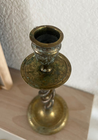 Brass etched barley twist candle holder RSV|109160