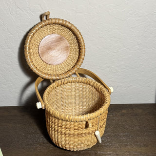 Nantucket Basket w/Hand-painted Blueberry Motif MTS|81109