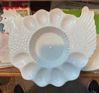 Vtg. Teleflora "Chicken Deviled Egg Platter - made in Portugal|35667