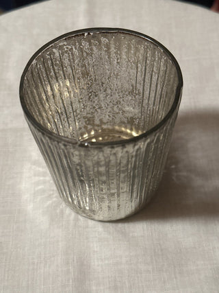Mercury glass candle holder - stripe glass. #SM RSV|70277