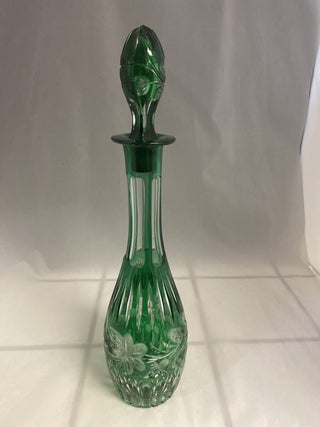 Green Cut to Clear Crystal Decanter rcd
