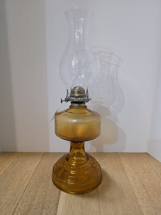 MTS Vtg Amber Glass Eagle Oil Lamp