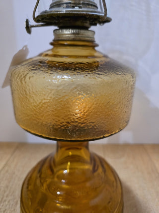 MTS Vtg Amber Glass Eagle Oil Lamp