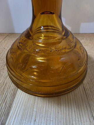 MTS Vtg Amber Glass Eagle Oil Lamp