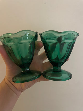 Anchor Hocking Emerald Tulip Sherbert Set