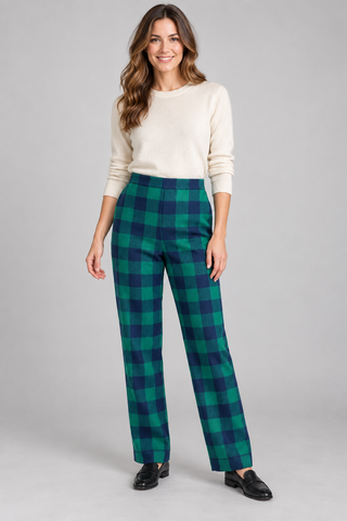 Vintage Pendleton Green & Navy Plaid Wool Trousers