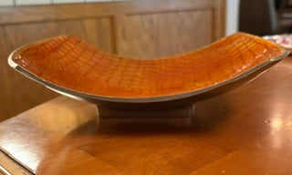 MCM Orange Enameled Al Dish, Alligator Motif