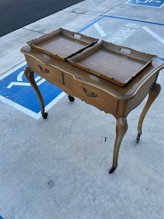 Antique French Provincial Sideboard w/Removable Trays & Casters