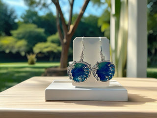 Earrings Dangling Ocean Silver Waves
