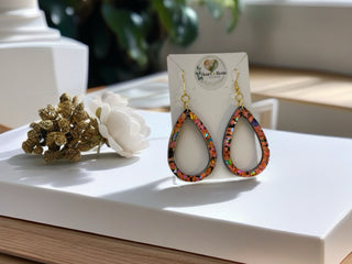 Dangling Earrings Orange Dichro-ISH & Resin