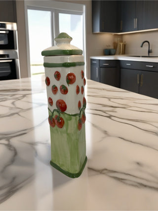 Vintage Hand-Painted Ceramic Pasta Canister