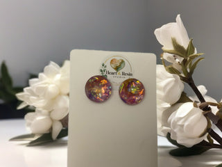 Dangling Earrings Dichro-ISH & Resin Pinkish on Silver