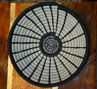 Black and White  Woven basket bowl