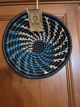 Handwoven African Raffia Basket Bowl - Artisan Decorative Piece