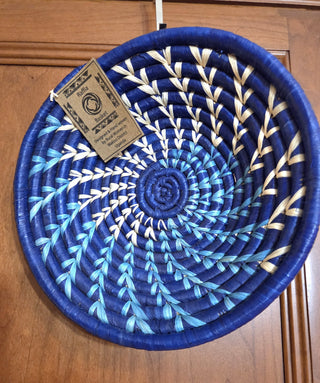 Handwoven African Raffia Basket Bowl - Artisan Decorative Piece