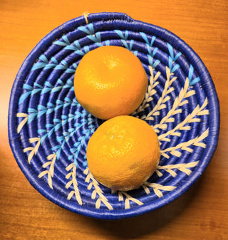 Handwoven African Raffia Basket Bowl - Artisan Decorative Piece