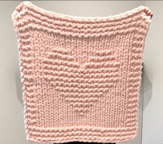 Light Pink baby/lap blanket with textured heart