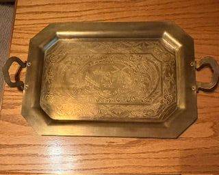 Vntg Brass Tray w Dutch Scenes