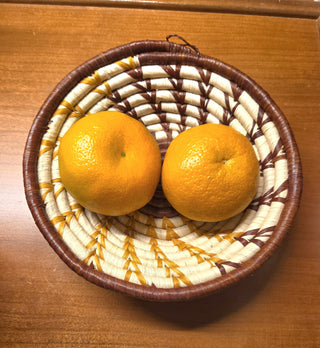 Handwoven African  Raffia Basket Bowl - Artisan Decorative Piece