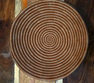 Burnt Orange  Woven basket bowl, 7" x 3"
